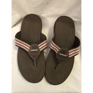 SPEEDO Womens Size 8 Brown Pink SANDALS SHOES Flip Flops